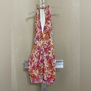SHEIN floral halter backless sundress sz small